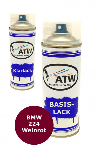 Autolack für BMW 224 Weinrot+400ml Klarlack Set